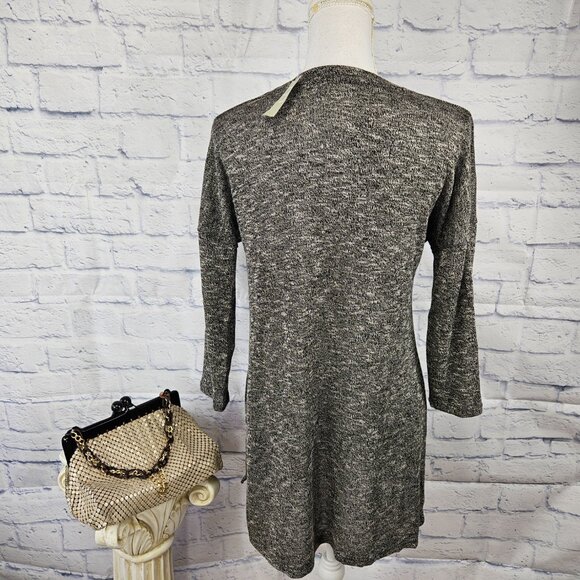 NWT Maurices Sz S Marled Black Velvet Lace 3/4 Sleeve Lightweight Knit Tunic Top - Picture 4 of 10